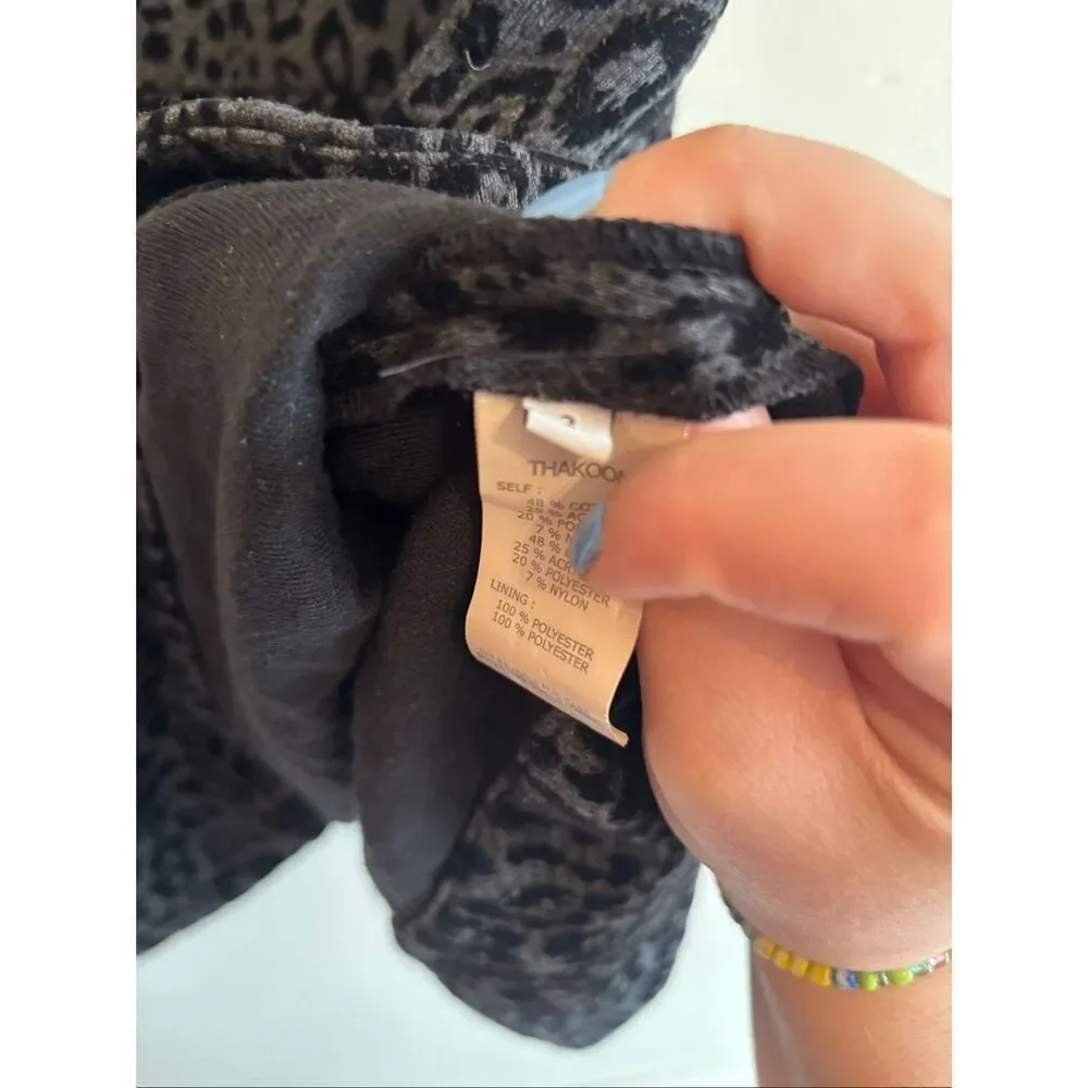 Thakoon Addition Leopard Print Drop Waist Dress Size 2 Charcoal Black Embossed